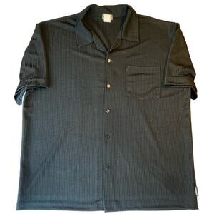 Ym Studio Los Angeles Men’s Short Sleeve Button Down Shirt size L, Solid Black
